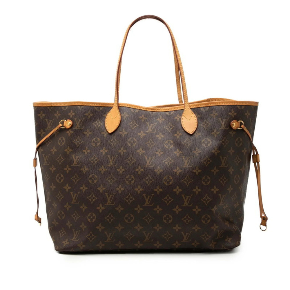 LOUIS VUITTON Brown Monogram Leather Neverfull GM Shoulder Bag